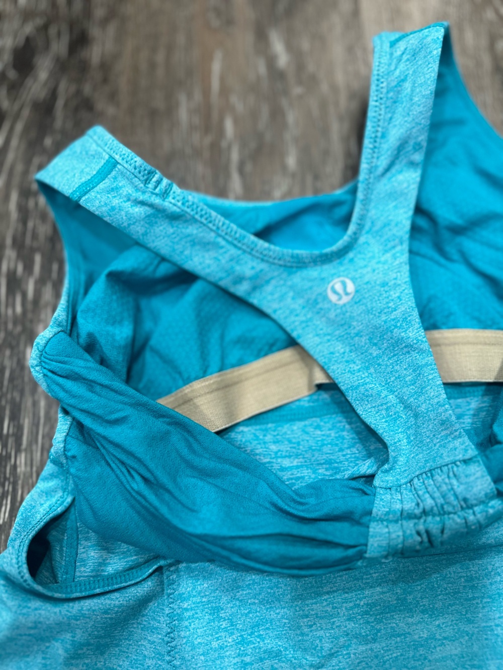 Lululemon Turbo Tank Top Turquoise Racerback Built In Bra Sz6 Gym Workout Blue - Picture 4 of 5